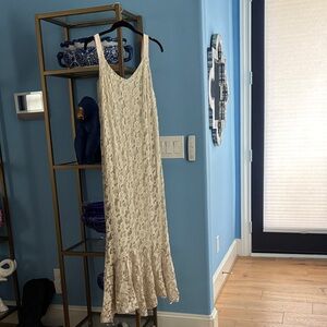 Elegant Cream Lace Maxi Dress